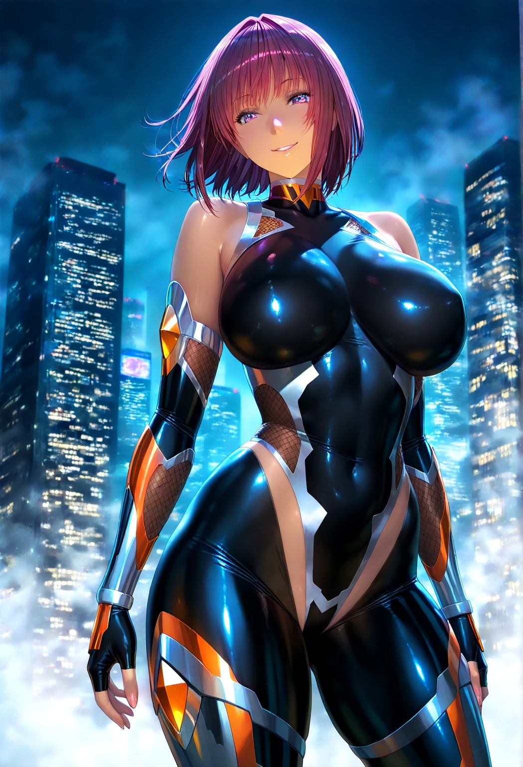 Sakura Igawa、Ghost Ninja、Highest品質、Crucifixion:1.4, Constrain on Pillar:1.4, Highest1Black Girl,high quality,, ((Masseter muscle area)), ((High resolution)), ((Highest品質)), detailed, (Laughter.andても幸せ,3000 times more sensitive), ((Glowing Skin)), (High leg bodysuit:1.2)、and, ((huge 、Blonde、Short Bob))、Voluptuous bust, Bowl-shaped big breasts, (View from the front、Looking at the audience:1.5)、((Rooftop at night))