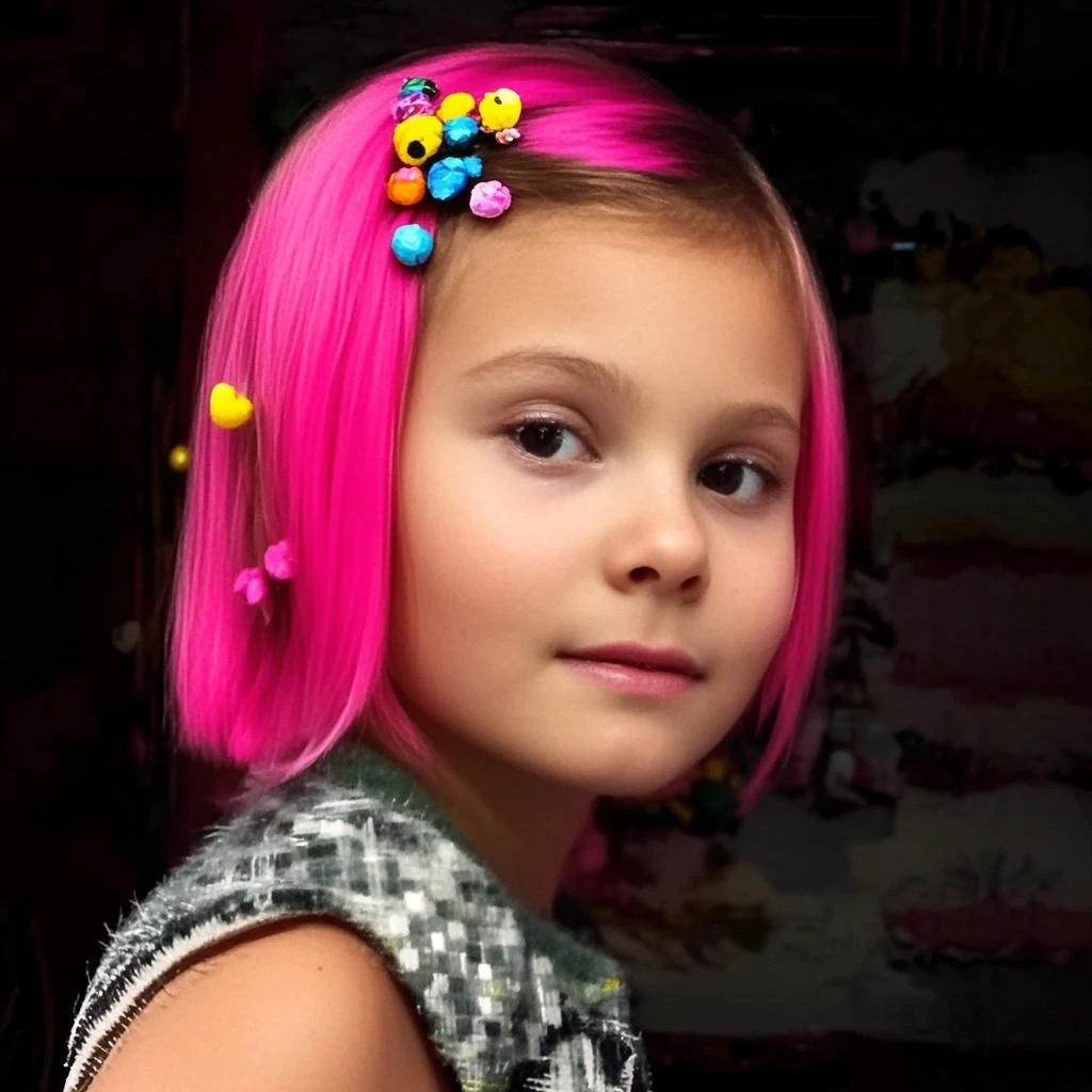 girl CHILD 10 years old, Loira russa bun in hair , gelado, diversas cores.