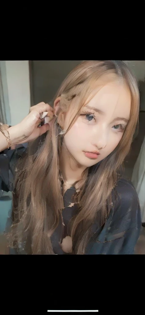arafed woman with long hair sitting in a car with a necklace on, the hime cut, lalisa manobal, chiho, ulzzang, Yoshitomo Nara, lalisa manoban of blackpink, curtain bangs, long bangs, with bangs, blackpink jennie, sun yunjoo, long hair with bangs
