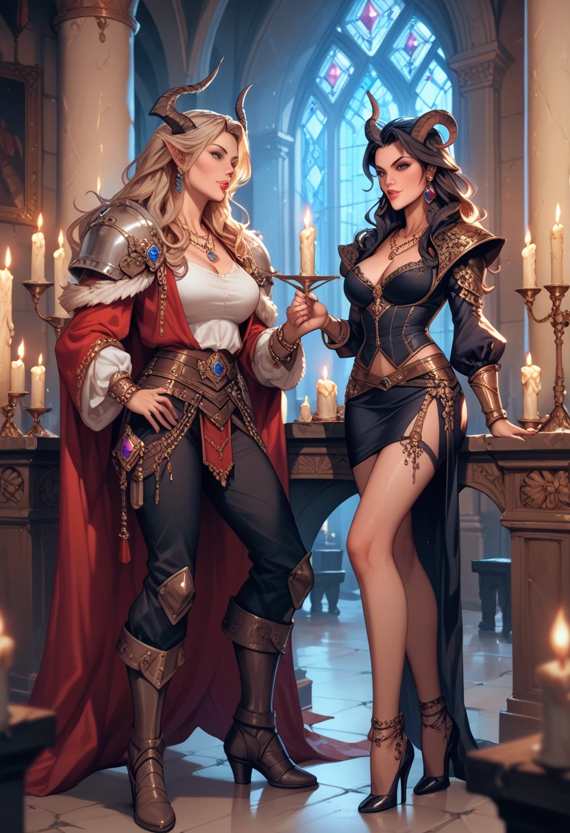(unparalleled masterpiece:1.2, best quality),
ultra detailed, high quality, intrincate details,
high detailed skin, ((full body)), 2girls, woman in medieval armor, cape, seductive_smile, thick thighs, village, castle, kingdom, (beautiful sunny day:1.2), hands on hips, sunlight<lyco:GoodHands-beta2:1><lora:GoodHands-vanilla:1>