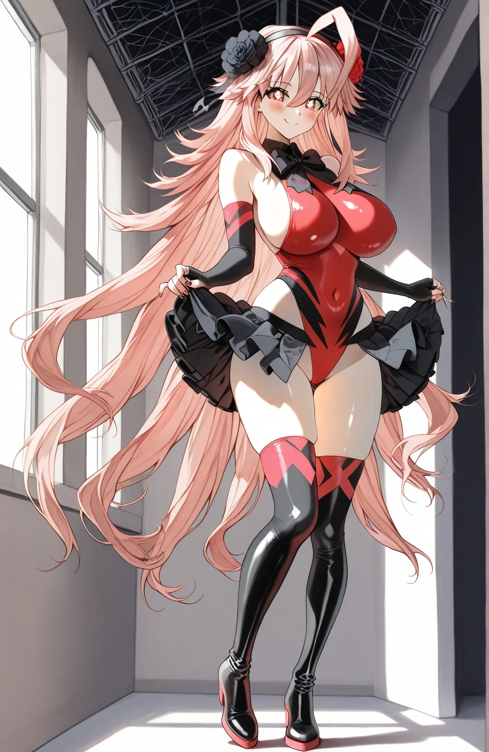 (masterpiece, best quality:1.2), 1girl, solo,standing_split, 
long hair, lenceria negro, Zero two