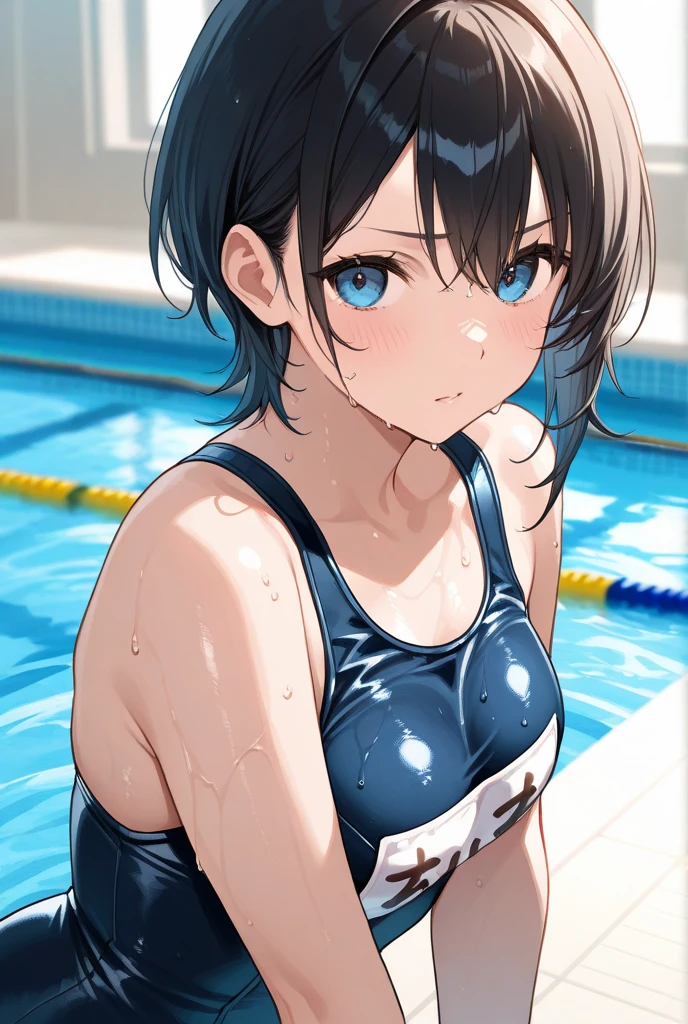 ((Tanned Gal))、((Tanned Gal))、((Only one worn))、((Small breasts))、((Only one worn))、((Small breasts))、((Highest quality、8k、masterpiece))、Sharp focus:1.2、(Fox Ears))、完璧な体型のかわいい10歳のgirl:1.,one girl, (a beauty girl, delicate girl:1.3), (12 years old:1.3),((Wet school swimsuit)) (Navy School Swimsuit:1.3),((Cute pose)) ,Very detailedな明瞭さ, (Symmetrical eyes:1.3), (School swimming pool, indoor:1.3), ((Nipples get erect))、((Big Breasts,)) Brown eyes, ((Cute Hairstyles)), Brown Hair, girl,, (Eye and facial details:1.0),, (masterpiece, Highest quality, Very detailed, Detailed face, 8k)