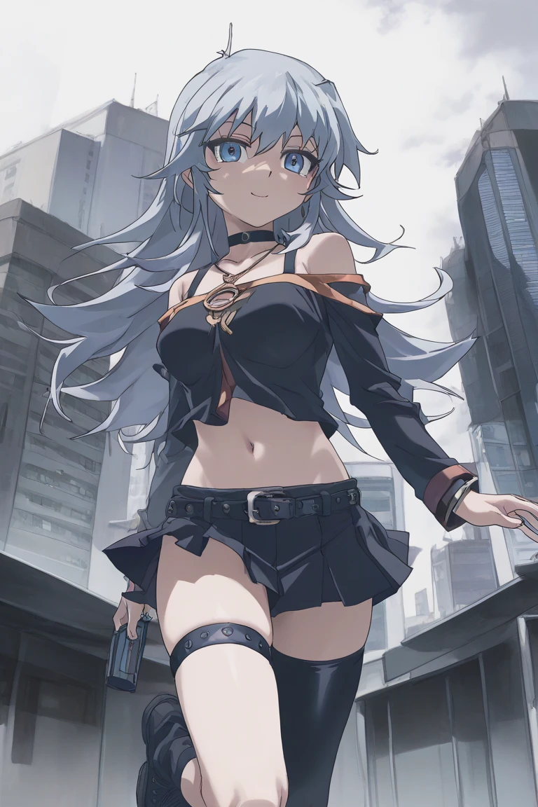 A beautiful white-haired woman, young, skinny, with messy and spiked hair, extremely detailed, delicate facial features, piercing eyes, full lips, long eyelashes, porcelain skin, serene expression, fingerless white gloves, cyberpunk features, eletronic details, futuristic details, flowing white hair, detailed cyberpunk kunoichi clothing, red and white textile patterns, fantasy style, cinematic lighting, vibrant colors, 8k, best quality, masterpiece, standing, cute, holding chains whip, fullbody shot, cowboy shot