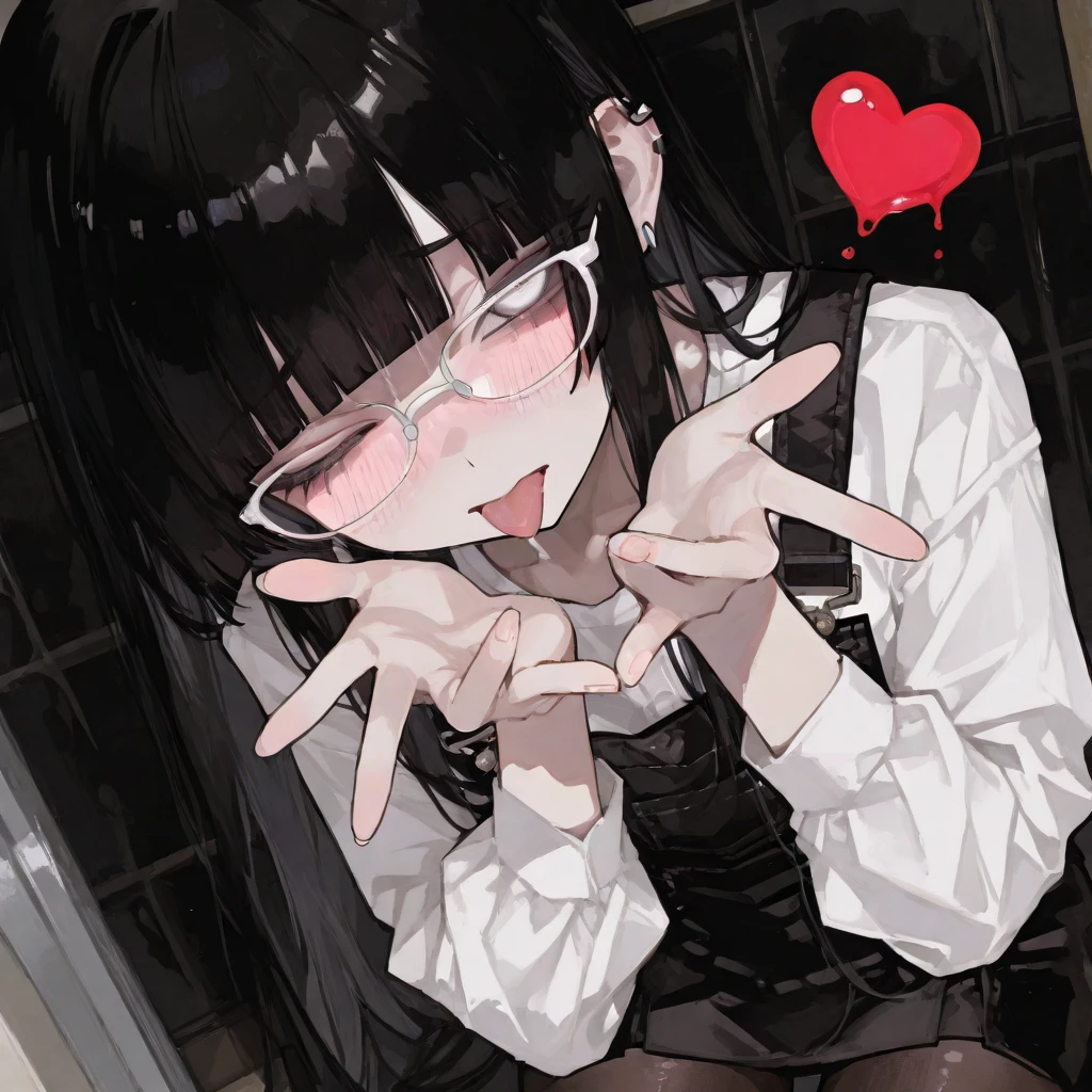 Handjob、smile、blush、Sigh、female、Black suit