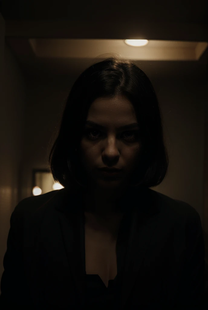 A scary monster in the dark, it has translucent skin and empty eyes, movie still from a horror movie, cinematic, aesthetic