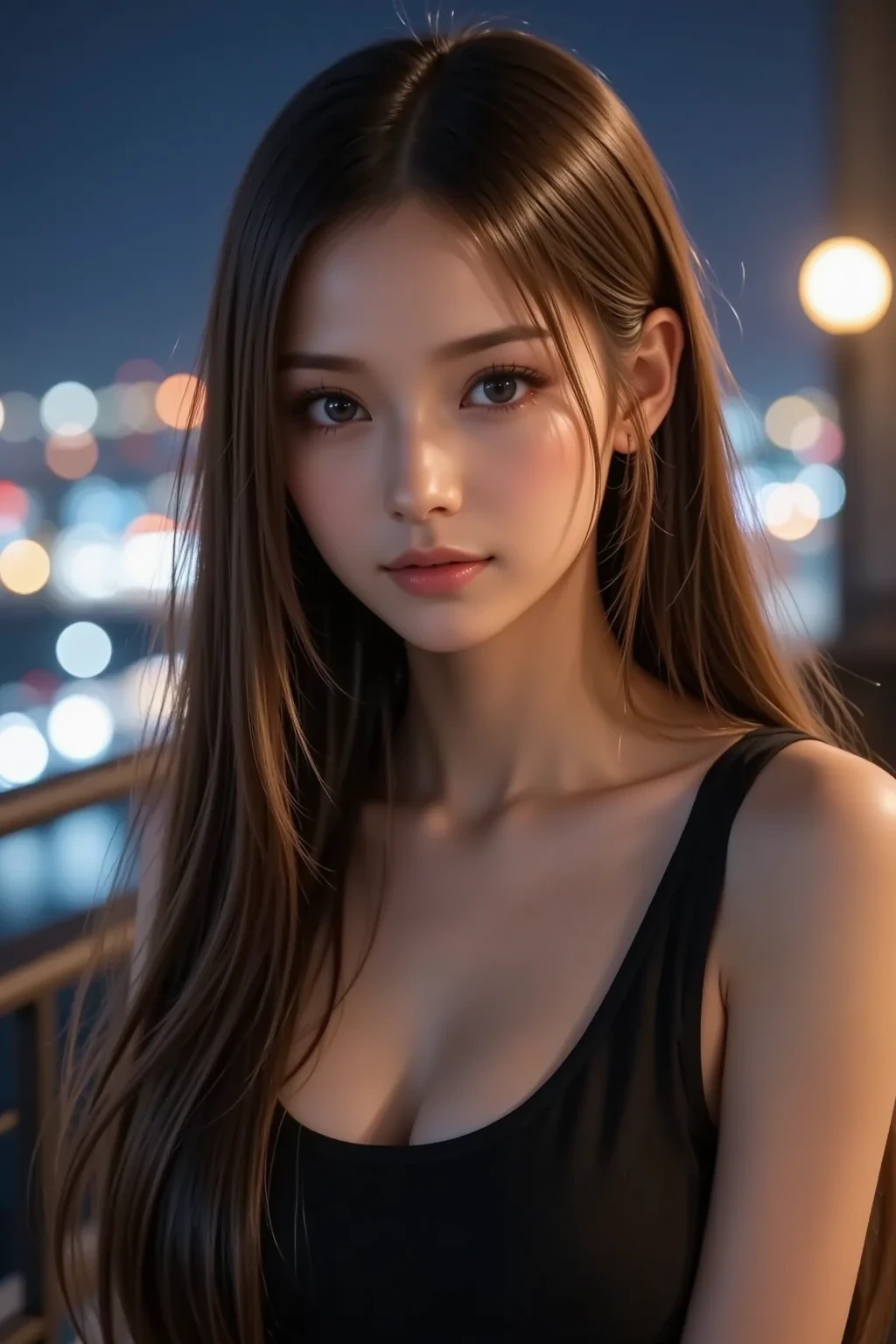 ((Realistic lighting, top quality, 8K, Masterpiece: 1.3)), Clear Focus: 1.2, 1 girl, Perfect Body Beauty: 1.4, Slim Abs: 1.1, ((Dark Brown Hair, Big: 1.3)), (Accelerate: 1.4), (Outdoor, Night: 1.1), Street, Ultra Slender Face, Fine Eyes, Double Eyelids, Exposed Cleavage, Incredibly Absurd, Messy Hair, Floating Hair,
