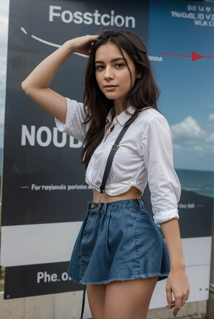 20 year old wears bare midriff to school, ihr bauchnabel ist gepierced, 8k resolution, foto mit Handykamera, coole oversized baggy hose, herbstwetter vor dem Fenster, sie ist in der Klasse und sitzt an ihrem Tisch, Stift in ihrem Mund, um sie herum sind ihre Klassenkameradinnen, sie hat Sandalen an, Her pants go down to her ankles
