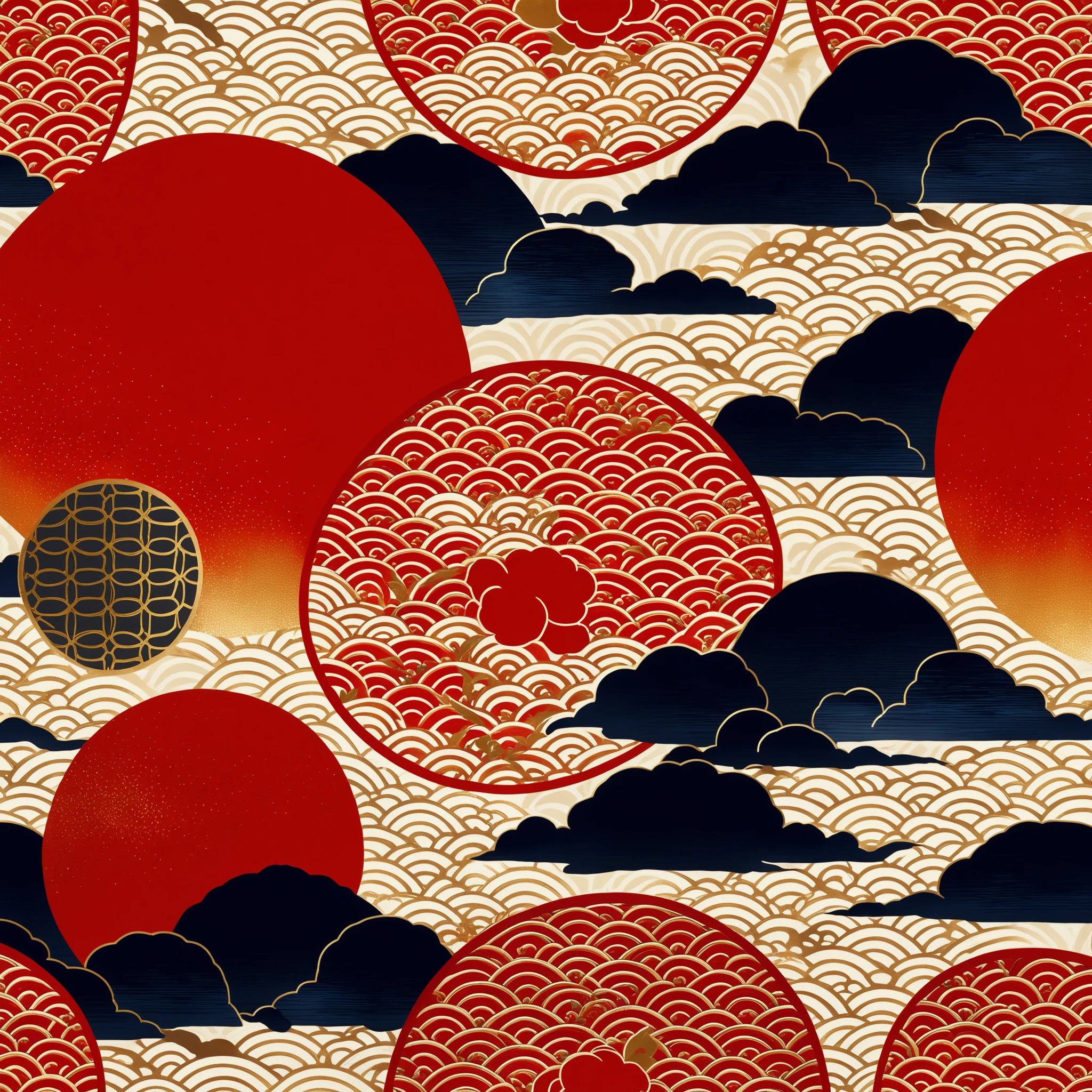 Traditional Japanese pattern ,High Quality,4K resolution,Ultra Fine Paint,Photographic Realism,professional finish,bright colors,bokeh,Japanese style background,delicate details,Classic Japanese Decor,Elegant Composition,Precise Textural Expression,Traditional Japanese Painting Techniques,Expert craftsmanship