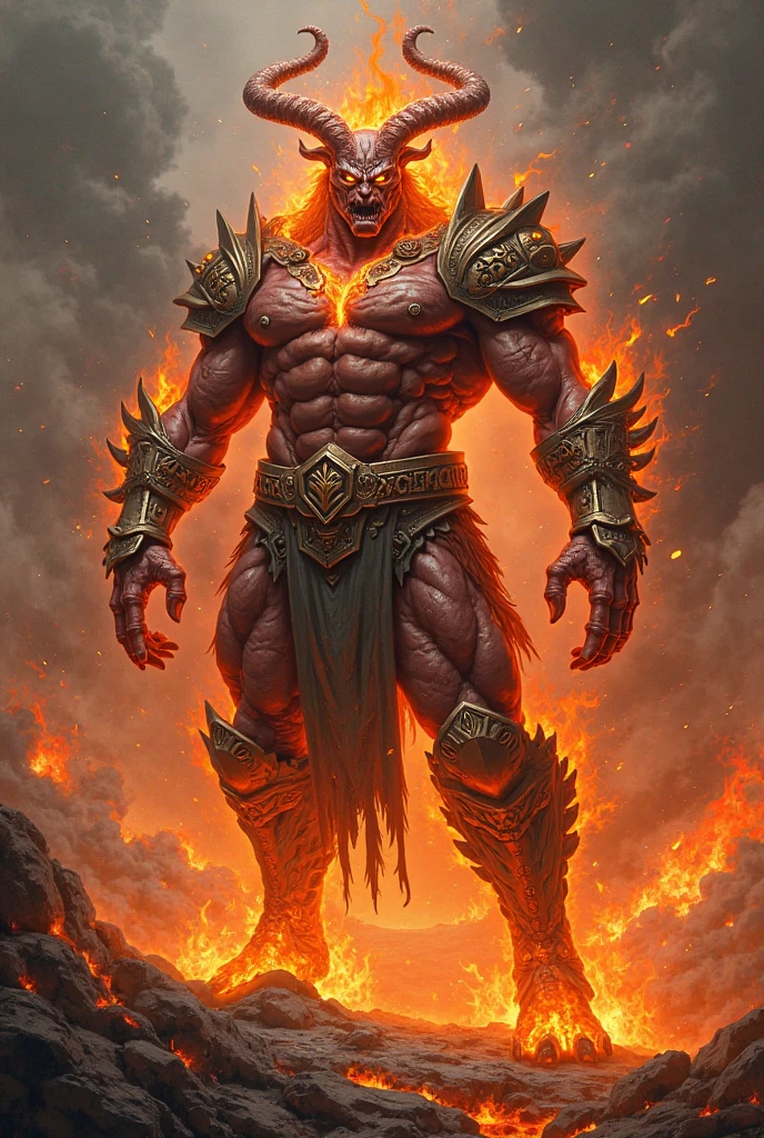 Beastman He Man Hero Aura Fire Giant Club Muscles Red Mane Spiked Armor