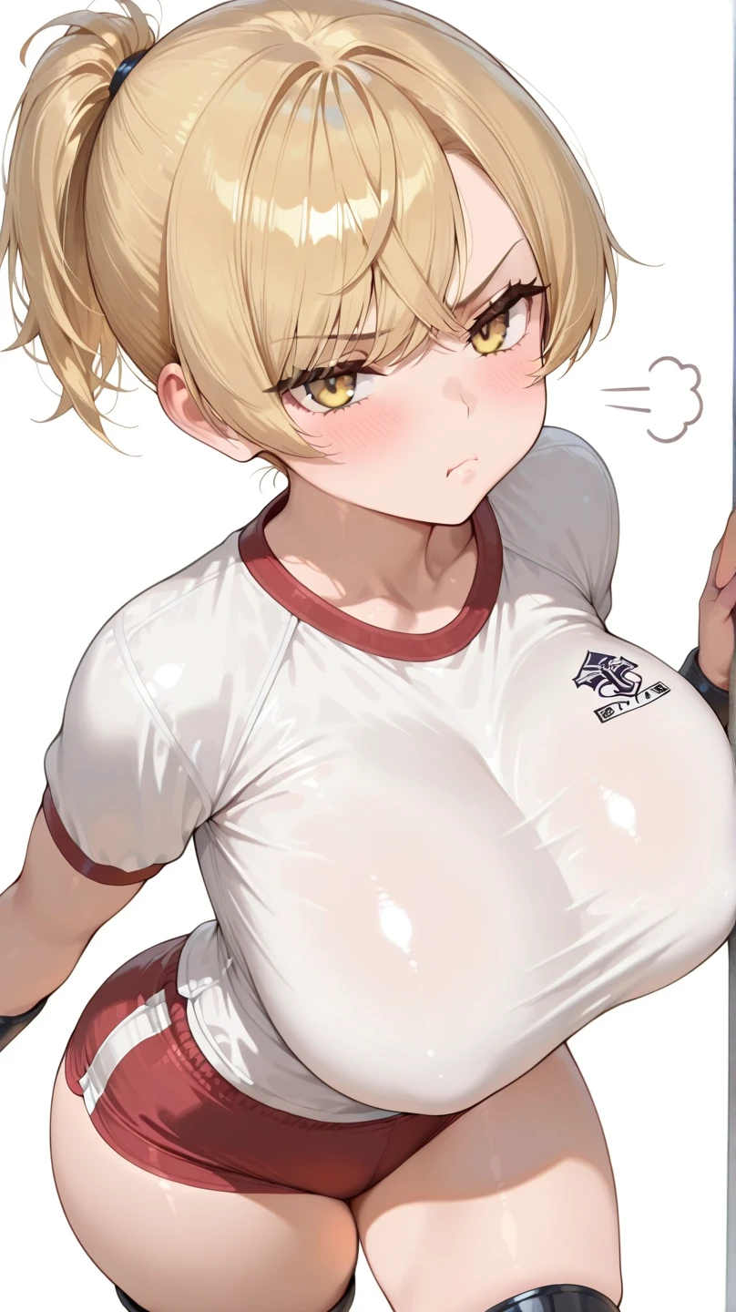 mastute piece,Best Quality,insanely detailed,8k cg,nsfw,
(shoot upper body:1.3),
(1girls:1.3),standing,looking at viewr,body in front,(arms behind back:1.4),(martial-arts wear:1.3,white dogi:1.3),Martial arts uniform:1.3、BREAK,
blush,shy,(ecstasy face),(trembling:1.2),BREAK,(light blonde hair:1.3),
BREAK,
perfect breasts,perfect teats,(open mouth:0.9),(large breasts:1.2),
(dojo),dojo、