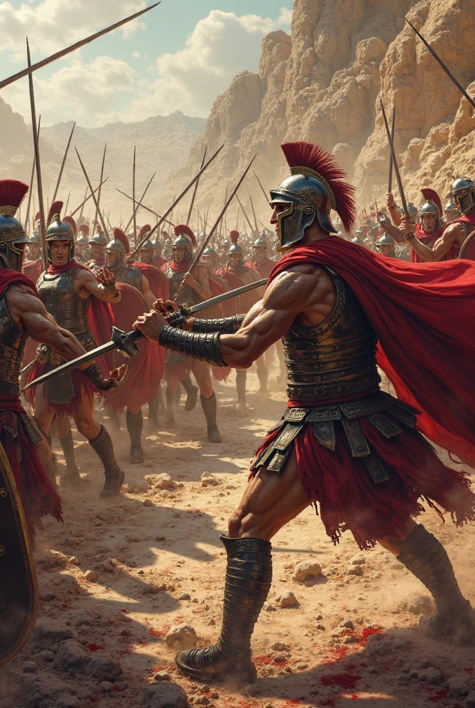 spartan fighting in a war killing other warriors