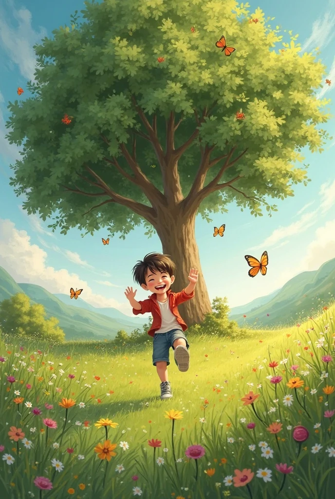 A tree dancing with a boy