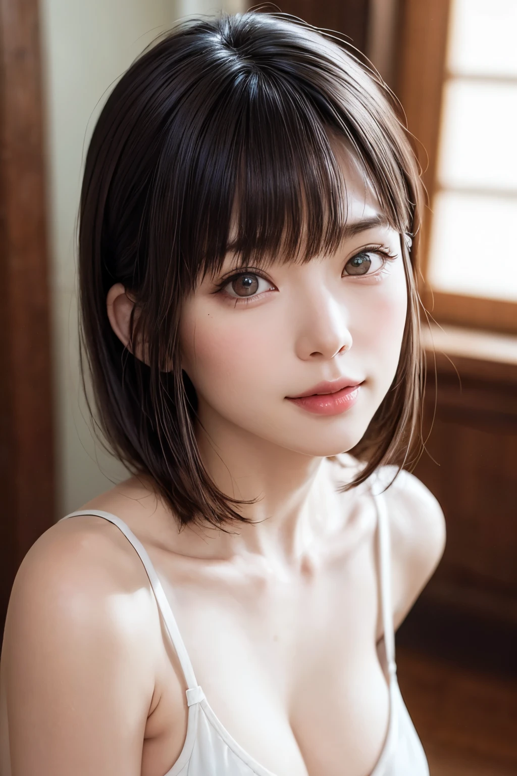 (masterpiece, Highest quality、Realisticに全てを詳細に美しく描画する、Very attractive adult beauty、Add strong highlights to the eyes、Look closely at the camera:1.4、A beautiful woman with mature charm、Ideal body type、Perfect Anatomy、Short Brunette Bob、Shiny Hair、Lip gloss),One Girl, alone, 明るい茶色のShiny Hair,Realistic, Looking at the audience、Please tilt your head a little, Bright colored crystal light blue eyes, 短いShiny Hair、 chestの中央に穴が開いた白いタートルネックの服,chestの真ん中に丸い穴が開いたセクシーな白いタートルネックのニットセーター、とても大きなchestの谷間を見せる、 Beautiful glossy lips, Lip gloss,prohibit, Upper Body、Big eyes、eyelash、Face is a little red、Embarrassing)、((Italian road system in winter))、((Short hair with bangs、Big eyes、Give students a very strong highlight、{Huge|big|expensive|Mega} chest:2、とてつもなく大きなchest:2、Gazing at the audience、Very beautiful beauty、Listen carefully、Beautiful glossy lips、Beautiful long neck、Laugh a little、Beautiful Teeth、Laughing with your mouth open、Heart-shaped pupils))、2、Very cute supermodel、{Huge|big|非常にbig|Mega} 大きなchest:2, 大きなchestの谷間:2、とても大きなchestの谷間を見せつける:2、A very picturesque background、Beautiful out-of-focus background、A wonderful sexiness filled with elegant charm、Very attractive and sexy style:2
