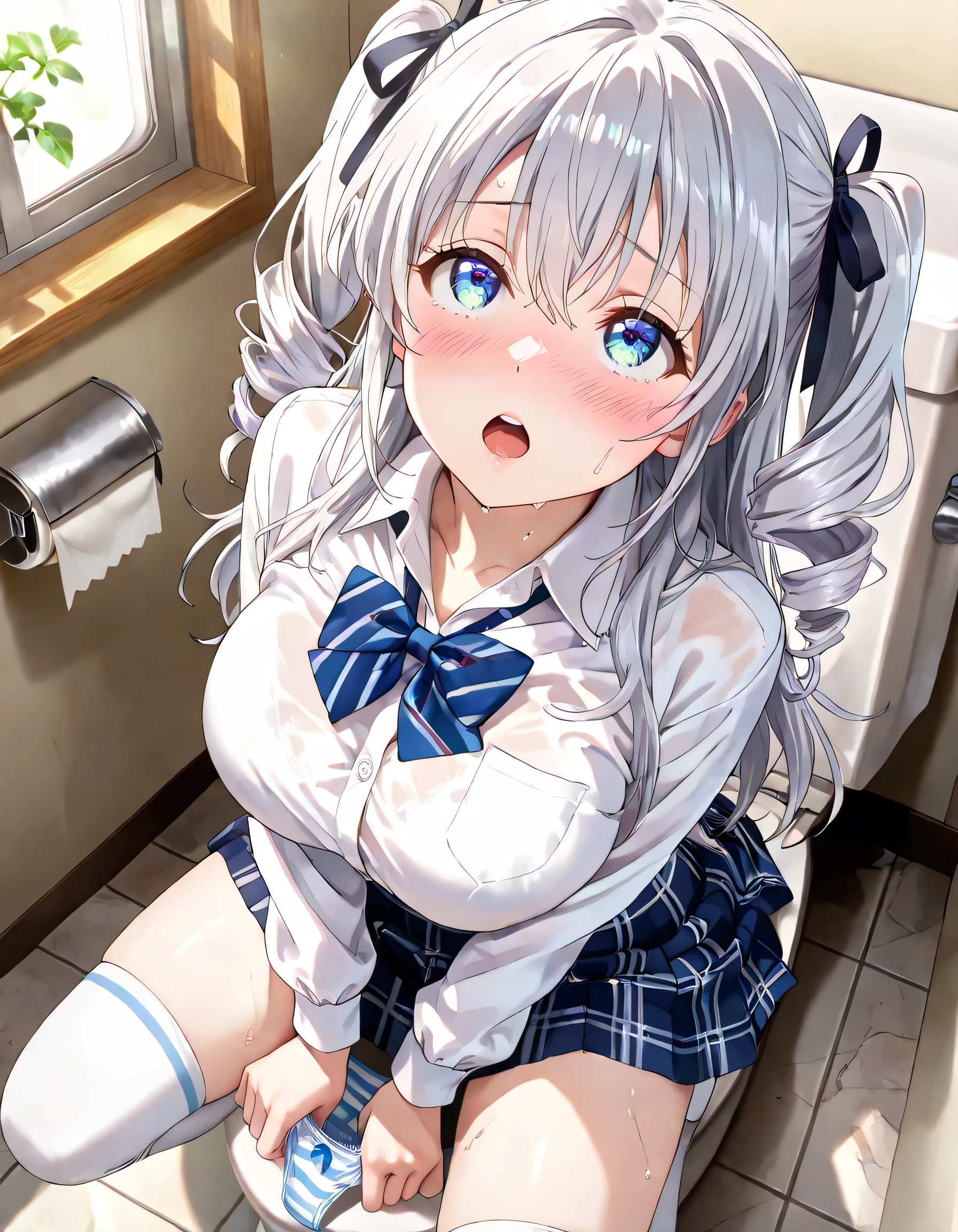 best quality,1girl,((big breasts:1.3)),((((petite,10 years old,,little girl:1.5)))),curvy,((orgasm,blush,sweat,steam:1.3)),((golden eyes,silver hair,long hair,straight hair:1.3)),((school uniform,serafuku,white shirt,black skirt,mini skirt,lift skirt,upskirt,thighhighs:1.1)),((gangbang,vaginal,sex,3penis,3boy:1.3)),bedroom,((cum in pussy,excessive cum,cum on body / bukkake:1.3)),handjob,cowgirl positon, girl on top, straddling