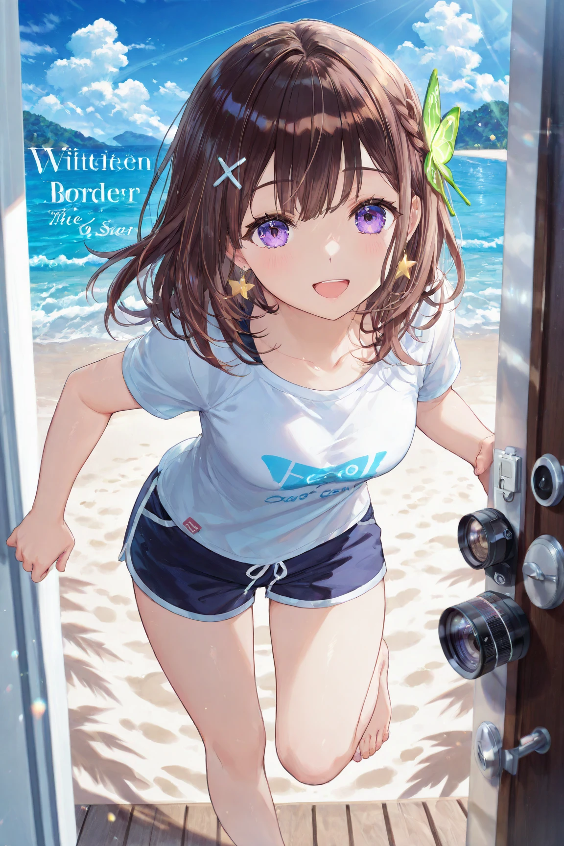 (professional full body photo))( white bikini wet but not transparent) (small breasts small ass shows the silhouette of the ass in the bikini) (orgasm face) sucking popsicle 