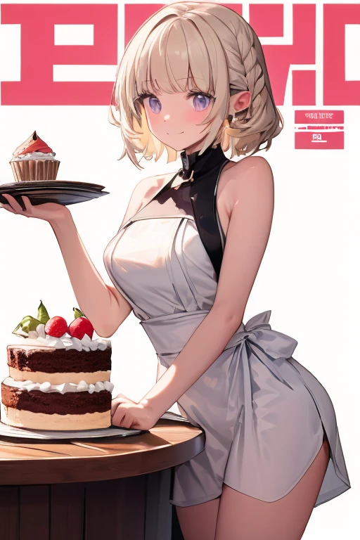 1 girl, small nose, very beautiful detailed face and eyes, bright colors, cute face, delicate beautiful face, Bright magenta eyes, cute eyes, sparkling eyes, Big eyes, (small breasts:1.3), (perky chest:1.1), (pointed chest:1.0), (cake magazine cover:1.3),highest quality, WorKs of masters, High resolution,BlacK color hair,shiny hair, side ponytail,hair between eyes,bangs, (black jacket, real clothes, cleavage, black skirts, black thighhighs, thigh strap, fingerless gloves, single glove:1.2) , spread legs, panties shot, medium hips, glamorous body, white skin, smile, thin pubric hair, super beautiful face, Super beautiful eyes, Super beautiful hair,trendy outfit,sexy and attractive,full body esbian, Real World, Natural light,perfect Natural light,(with sparkling eyes and a contagious smile), This masterpiece is not only visually stunning but also tells, make of cake cooking , in the kitchen, open mouth, looking at viewer,