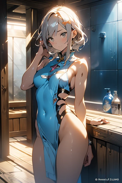 (((professional: step by step, taking into account even the smallest detail, final result God Level, all body with intricate details, solo 1girls, cowboy shot, imagen: all intricate details, master piece))): "Dynamic view of the whole body, Professional anime art, anime, Female cat 19 years, very , Cat ears, Medium silver-blue light hair, bangs, (royal style: very short silver blue and gold white dress with very intricate details), Very strong rising wind, (Looking at viewer: 1.1), style Egypt, pharaoh, Very short underwear, --V5, close to real, face: (symmetr, seductive and pleasant), sexy pose, 2-piece suit, professional seductress, Slim figure with perfect body, focused, A jungle with strong rain, high contrast, HDR (High Dymanic Range), Ray tracing, NVIDIA RTX, Super resolution, Unreal 5, Sub-Surface Scatterring, PBR texture, Post-processing, Anisotropic filtering, Depth of field, Maximum clarity and sharpness, Textures multilayer, Albedo and specular maps, Surface shading, Accurate simulation of light-material interaction, perfect proportions, High octane rendering, two-color illumination, random side angle"