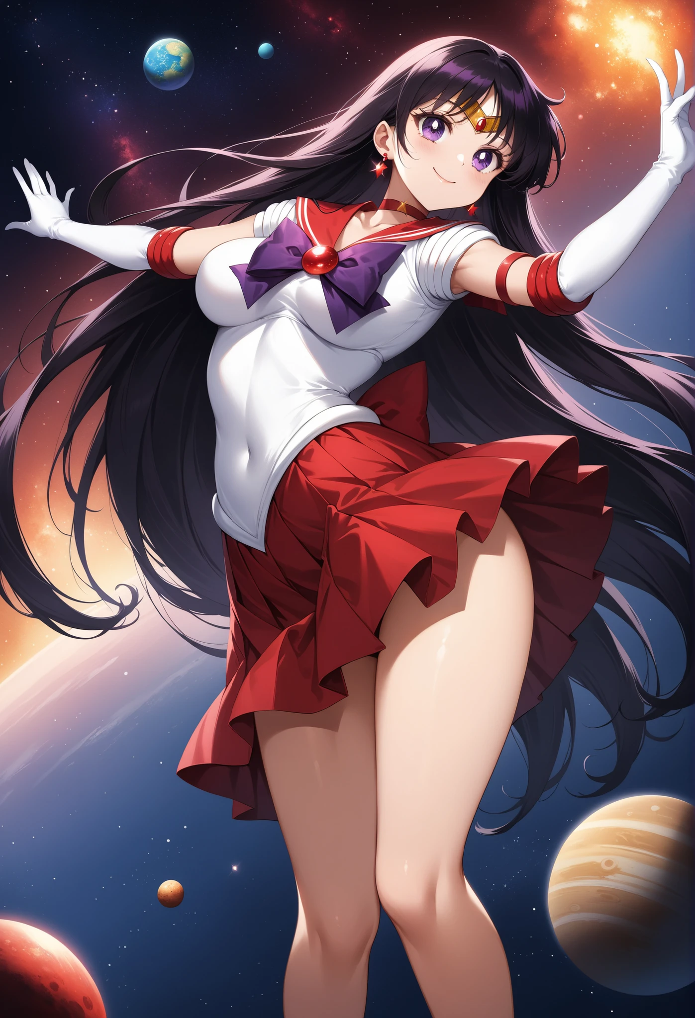 masterpiece, top-quality, Hi-Res, SAMA1, tiarra, skirt by the, Sailor Senshi Uniform, white glove, Red sailor collar, a red skirt, star choker, elbowgloves, pleatedskirt, Bare legged, Purple bow, Cowboy Shot, is standing, A smile, plein air, put hands on the hip,masterpiece, top-quality, Hi-Res, SAMA1, Skirt flipping in the wind, Short sleeve sailor suit, pleatedskirt, Bare legged, Cowboy Shot, is standing, A smile, plein air, Woman raising her arms to show off her armpits,Clothes are sheer、The nipple is visible、genitals are visible、The skirt is flipped up and the underwear is visible、_expression__,(T-back underwear:1.4),独奏、12-year-old woman、A smile、Legs open、White T-back panties、A smile、bangss、、Black hair、purple color hair、Perfect ass、waist - shot、Woman showing off white underwear with crotch open、Crab crotch、Miniskirt flutters in the wind、Underwear can see through、bottom body close up、Woman showing off underwear,、((Best Quality)) ((90s Anime)) 17 age, red hair girl, enticing, armpit length hair (((Relaxed and happy face))) (( Sexy Princess Dresses)) (((Mini skirt)))slender build, (NSFW:1.3), Background of floating temples in space. Accurate spatial background, Accurate ancient European temple background,Intricately drawn skyscrapers,Accurately drawn moon, Stars, and Nebulae,