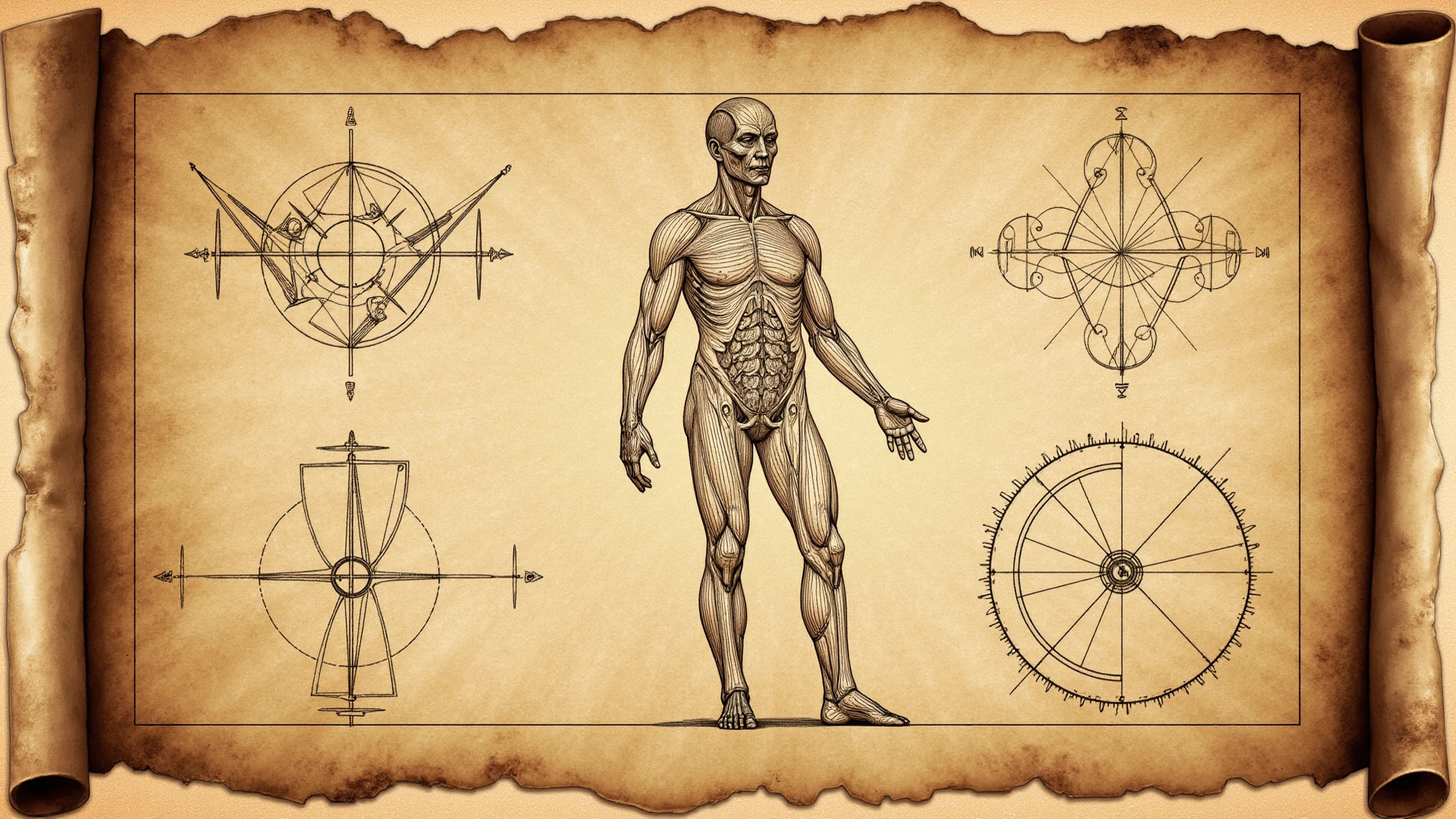 anatomy sketches drawn in charcoal pencil, with annotations, Leonardo Da Vinci STYLE