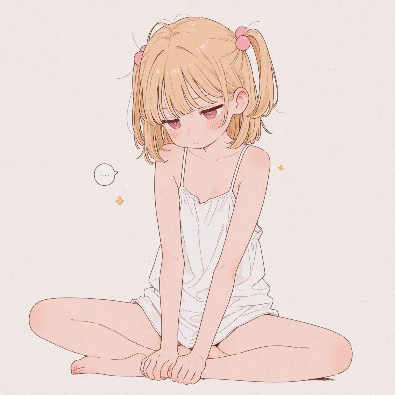 (masterpiece, after sex, best quality, 8K, cowboy shot:1.4), (8yo kawaii petit little loli:1.3) (lying and sleeping on the bed, spreading legs and lifting knees up:1.3), (white casual camisole, super micro white thong, high beams visible through camisole, shaved pussy peek, cum in pussy:1.3), white glowing skin, (open mouth, perfect closed eyes, expressionless with blush cheeks:1.2), (childish body, light beige medium hair:1.3), cozy room interior, room lighting, centered composition