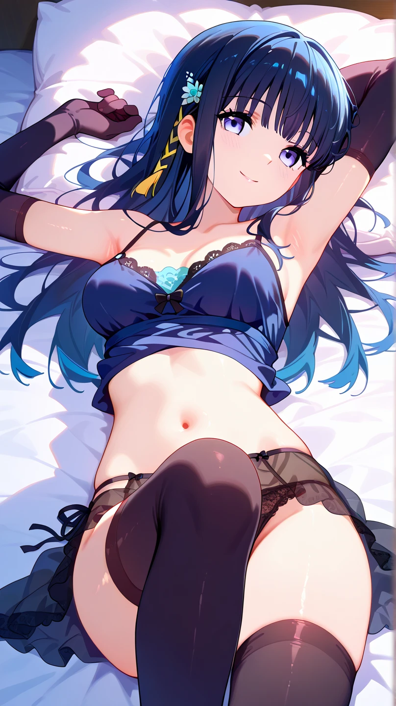 score_9, score_8_up, score_7_up, source_アニメ, 1girl, mature female wearing lingerie, kneeling,face perfect, Woman, big boobies, huge boobies,face detailed, hairty armpits, sample armpits, pubic-hair, pelos nas axilas hairty armpits axiludas,legs spread open,Unclothed, deitada em uma bed-in, bed-in