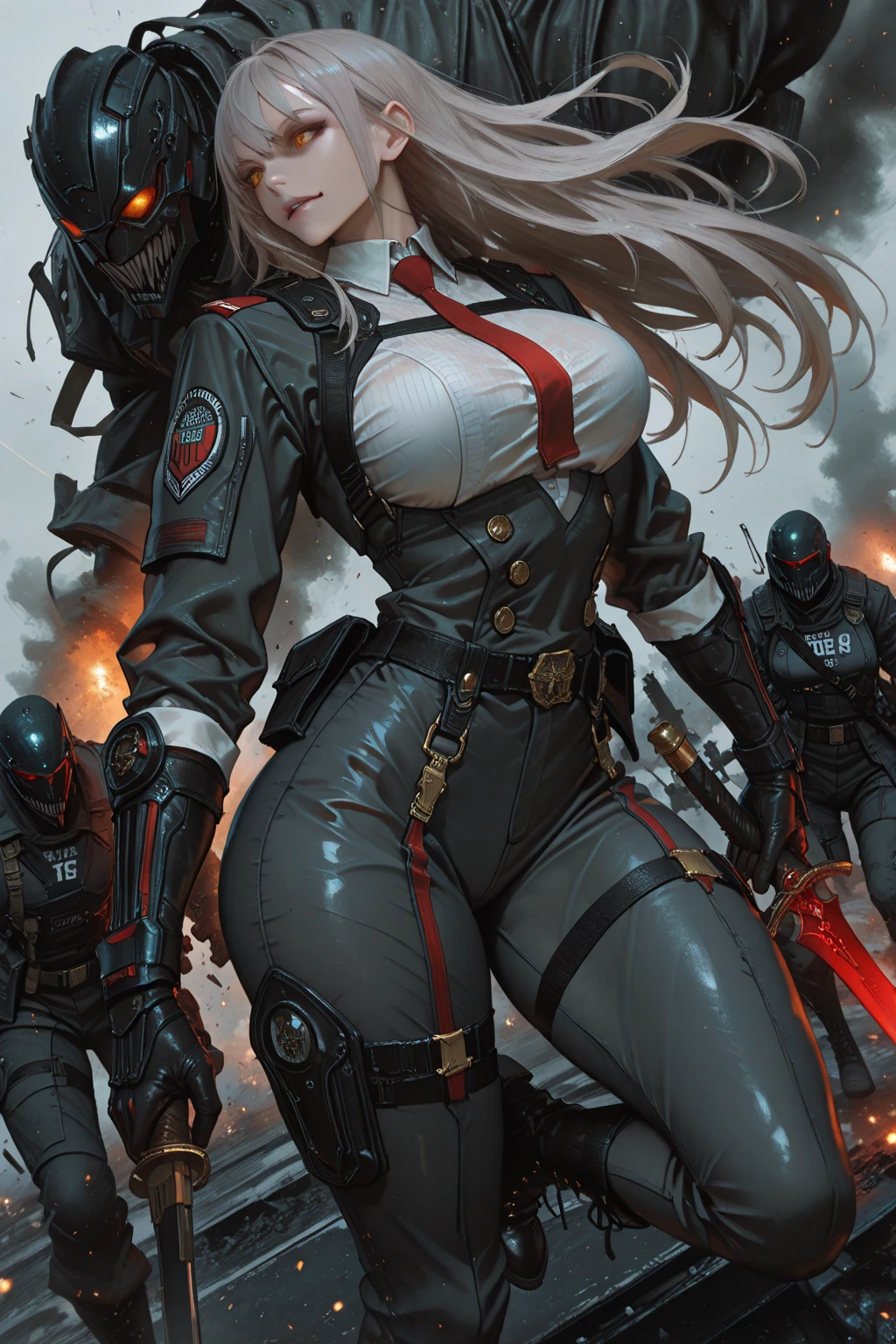 busty bimbo german ss warrior, world war 2, ((wermacht)), iron cross emblem, (((german))), fit (german facial features), mostly naked, (german body shape), glossy eyes, ((beautiful)), looking straight, sexy, (serious expression), stoic, ((european)), ((hyper sexualized)), raunchy, hourglass body, ((sexy)), (((from the front))), ((holding a maschinengewehr gun)), ((perfect)), (feminine), walking dramatically, hip sway, voluptuous round juicy breasts, underboob, voluptuous round strong ass, strong thighs, sexy hips, hip cleavage, full shapely body, curvy, ornate german jewelry, vibrant aura, smooth shiny skin, (sexy lighting), german background, smooth clean lines, ultra textured, highest resolution, maximum quality, max detail, vivid colors, max texture, energetic composition, dramatic lighting, crystal clear, depth perspective, high contrast, seamlessly blended, photorealistic, chromatic aberration, subpixel precision, bokeh effect depth art, anamorphic perspective, hdr high dynamic range, spectral color graded, photometric lighting