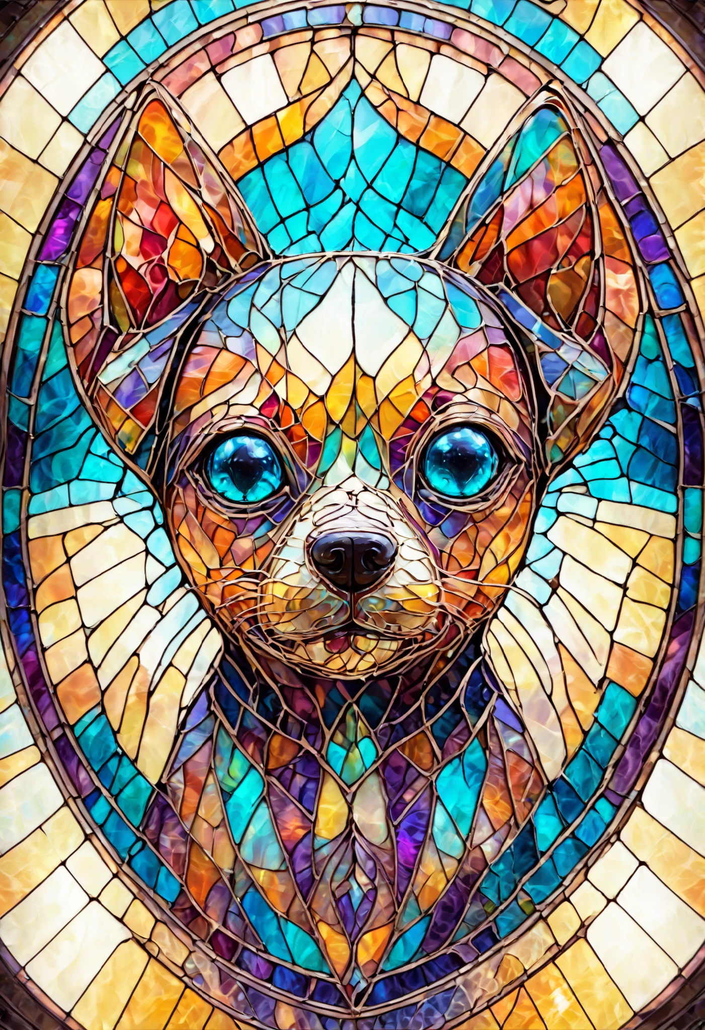 stained glass　dog　Chihuahua