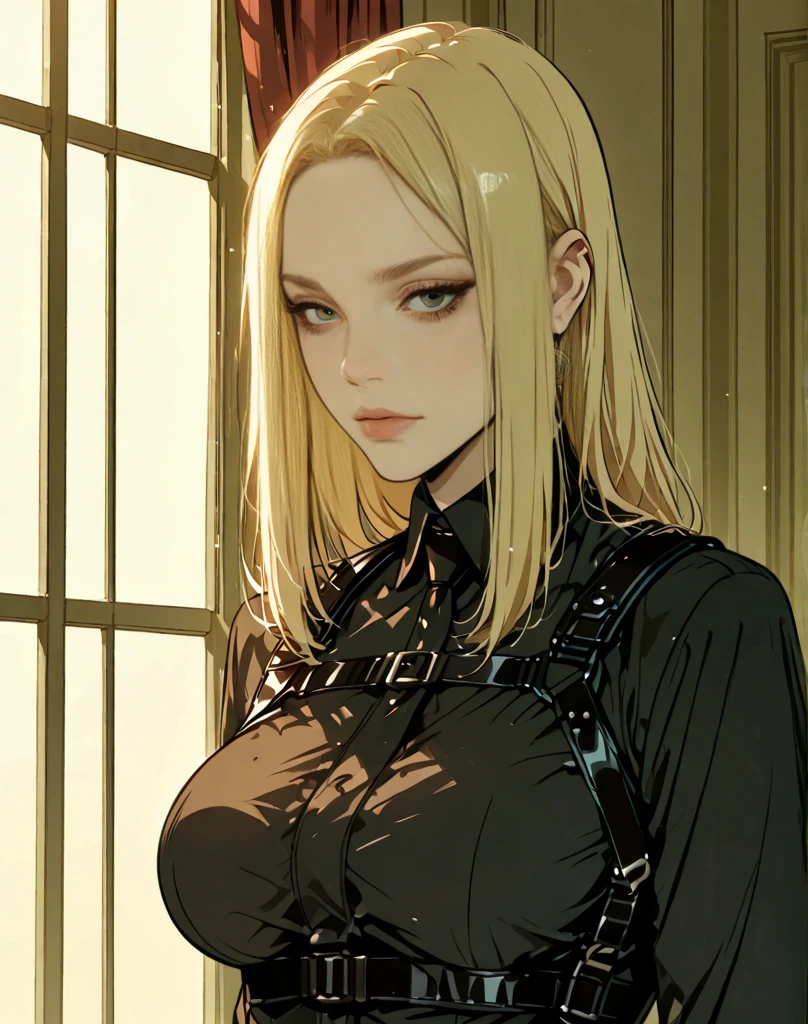 pale skin black long hair yellow eyes muscular girl huge breasts sad expressionless sad expressionless sad expressionless sad expressionless sad expressionless sad expressionless