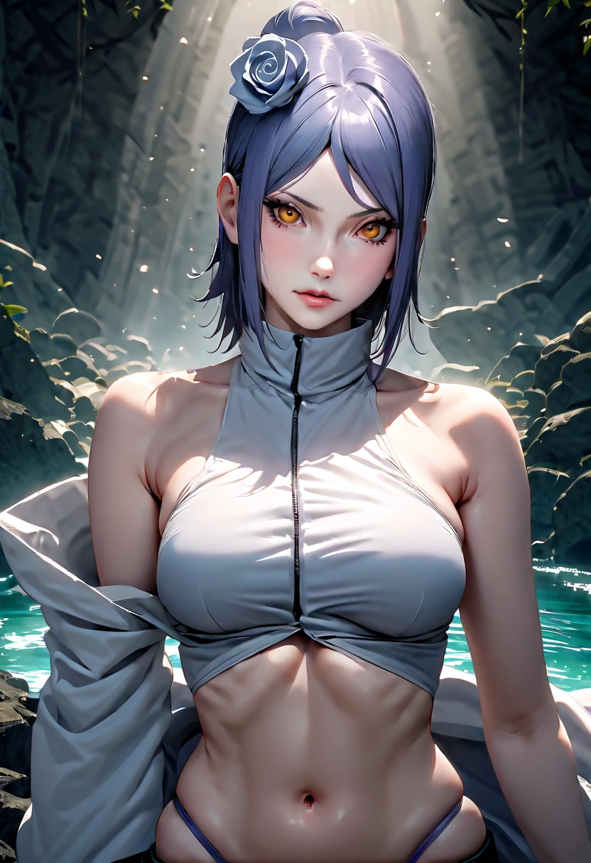 （8k，RAW Photos），（best quality），（Masterpiece artwork），（realistically，）（Photorealistic and realistic），（A high resolution），hiper-detalhe，（hentail realism：1.1），gorgeous face，
（1woman：1.1），Female pervert，（lookin at viewer），cowboy lens，jpn，
Xiao Nan\（naruto\），（wet white panties：1.1），Piercing La Brett，necklase，（Shoulder to shoulder suit:1.5)，he used to smile，Get red in the face，Upper body photo Dark blue hair，
professional lighting、photon mapping、Physically based rendering、
dark theme，