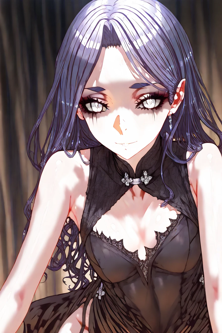 Goth girl with dark blue eyes wearing lingerie 