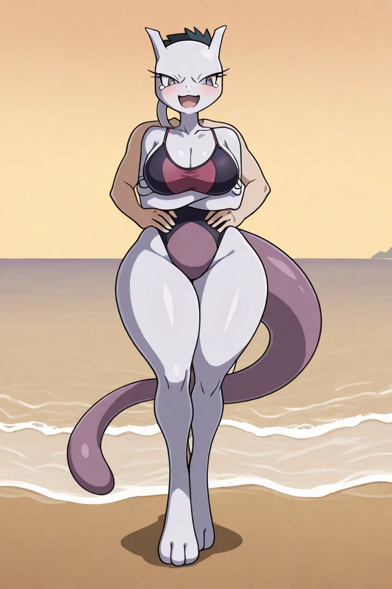 A female dog with extremely wide hips, extremely humongous thighs, extremely humongous ass, extremely humongous breasts, Huge tits, huge pussy, black tit and pussy highlights, skinny, giantess, white hair, white fur, white body, pure white body, dripping, black sclera and pure white glowing iris with pure white glowing pupils. eight pure White tentacles attached to her back. wearing a extremely tight thin strip bra and panties. standing in the water at a beach next to the dock, her eight tentacles going from her back to the water and rising out of the water.