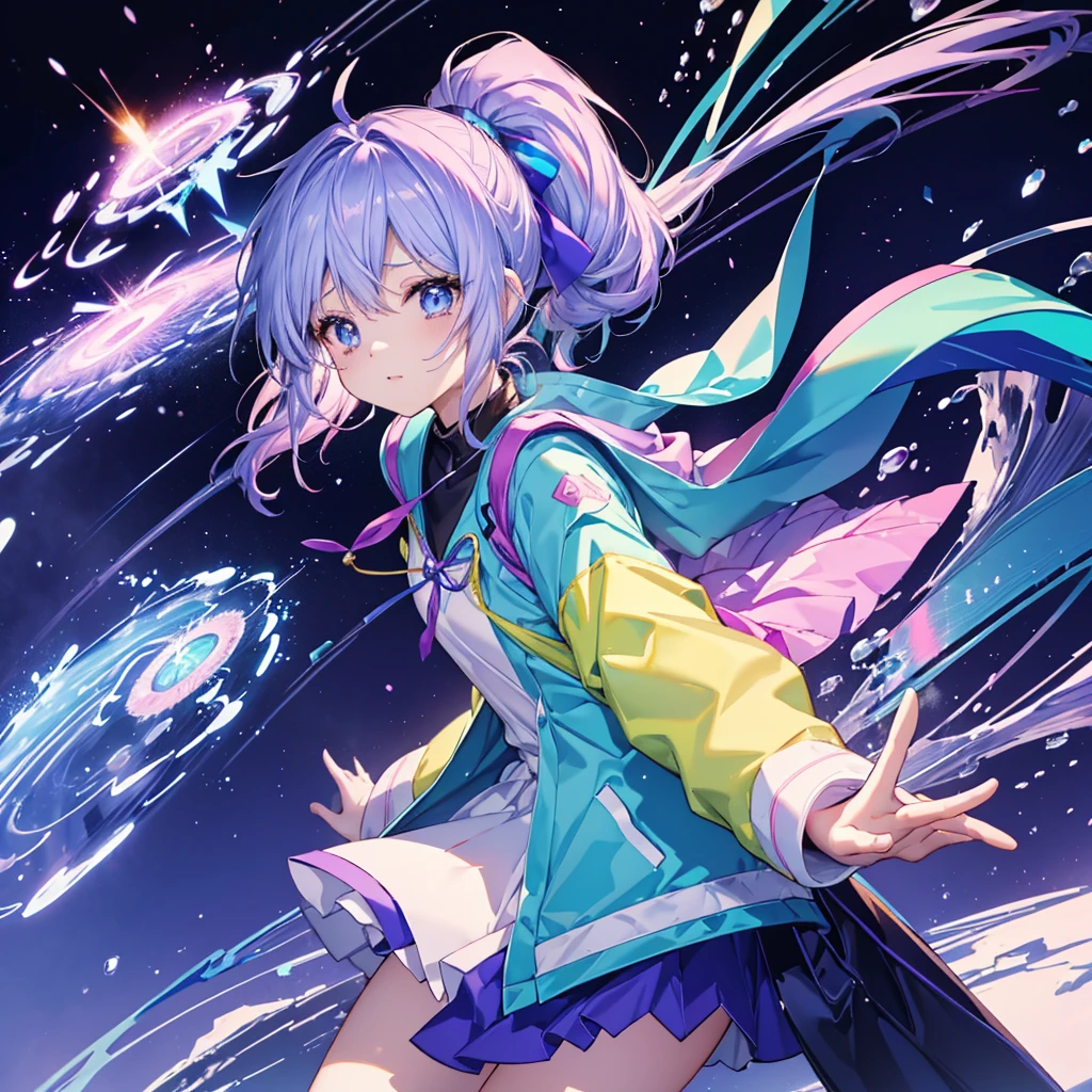 (masterpiece, best quality:1.2), peaceful picture, Glowing lines, fluorescence, glow example, Example tracking, flash, light particles, Backlight, Translucent, light particles, Huge Geometry