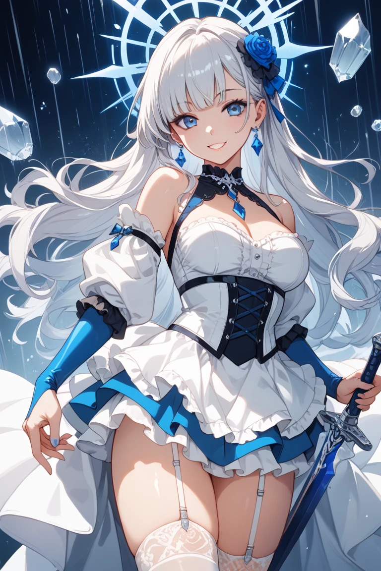 Ariana Grande  vestido con un traje de pie sobre un puente., y 2 k cutecore clowncore, Traje de sirvienta, (Loli en vestido white), Traje con volanteini traje santa claus:1.4), (botas white muslo),(Medias white encaje), de un catboy! Sirvienta! vestido, fancy suit, Chica de anime con disfraz de sirvienta, vestido de sirvienta, vestido con volantes ((harapiento)), cuerpo completo! cara bonita,,More detailed 8K.motor irreal:1.4,UHD,La mejor calidad:1.4, fotorrealista:1.4, textura de la piel:1.4, obra maestra:1.8,obra-prima, mejor calidad,objeto Objeto], (detailed face features:1.3),(manos detailed),((Las proporciones correctas)),(Ojos hermosos azules),(convexo Dedos de camello)，(background forest white trees snow falling:1.4) ,(Copos de nieve:1.4),(Mostrar panties encaje white:1.4),(white glossy tights/pantyhose:1.4),