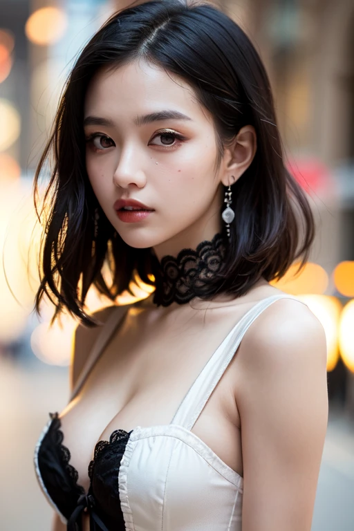 ((Realistic lighting, best qualtiy, 8k, tmasterpiece:1.3)), sharp fokus:1.2, 1girl, Sexy body perfect beauty:1.4, Slim abs:1.1, ((dark brown hair)), (flesh body,Mechanical skeleton,Transparent tulle:1.4),(exteriors,during night:1.1),the city street,Ultra-fine face,Fine eyes,double eyelid,Robocop,AUTO-9 semi-automatic pistol,