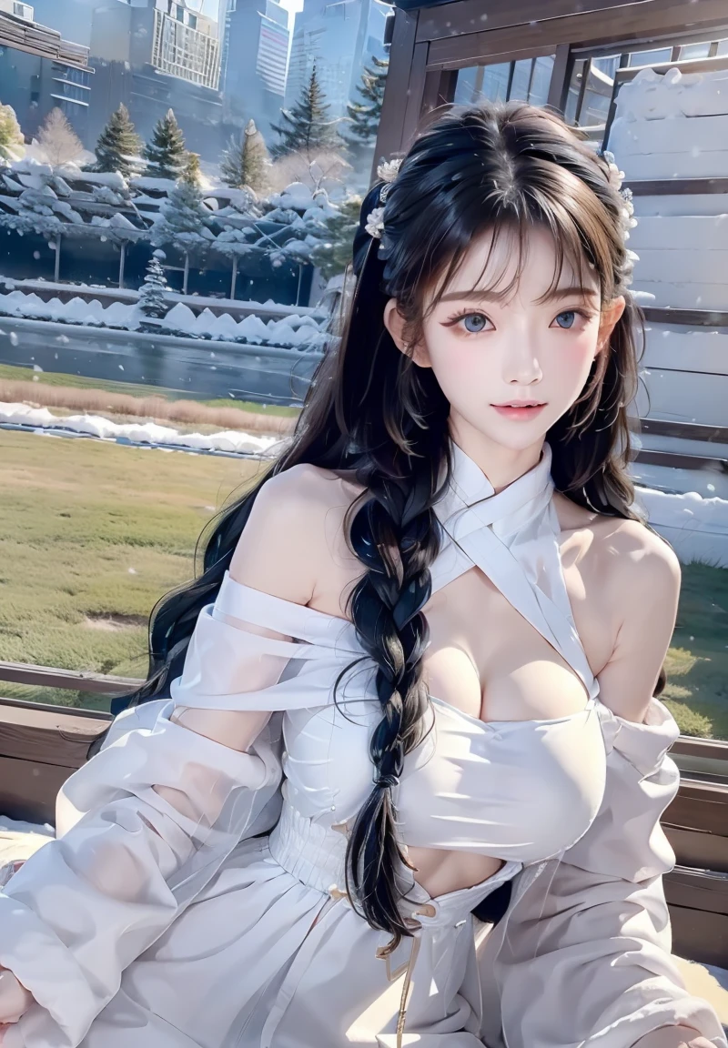 （（best qualtiy））， （（tmasterpiece））， （detail：1.4）， Beautiful cyberpunk female images，hdr（HighDynamicRange），Ray traching，NVIDIA RTX，Hyper-Resolution，illusory 5，sub surface scattering，PBR textures，post-proces，Anisotropy Filtering，depth of fields，maximum definition and sharpness，Many-Layer Textures，Albedo e mapas Speculares，Surface coloring，Mitsu-Accurate simulation of material interactions，perfectly proportioned，rendering by octane，Two-colored light，largeaperture，Low ISO，White balance，Rule three points、8K raw data、Beautiful bright blue pupils，off-the-shoulder clothes，Fine pupils，Delicate face and eyes，long eyelasher，Blushlush，Delicate and fluffy hair，pink lip，Pure，Cute face，Sweet girl，Artistic sense，Casual wear，Advancedsense，butterflys，Cherry blossom petal，Beautiful hair accessories，Long hair and waist，Hair fluttering in the wind，Snow-white fox ears，curlies，Snow-white fluffy tail，Positive light，The light from the back window is backlighted
