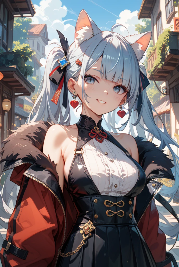 ((Best Quality, 8K, Best Masterpiece)) Anime Characters with Long White Hair and Blue Eyes, Anime Visuals of Young Women, Today's Featured Anime Stills, God of White Hair, Official Art, Cute Girl Anime Visuals, Popular Isekai Anime, Tsuaii, Marisa Drizzle, Anime Movie, TV Anime Still Isekai, Hestia, Albedo of Anime Overlord Transparency 16 years old high school girl City outside