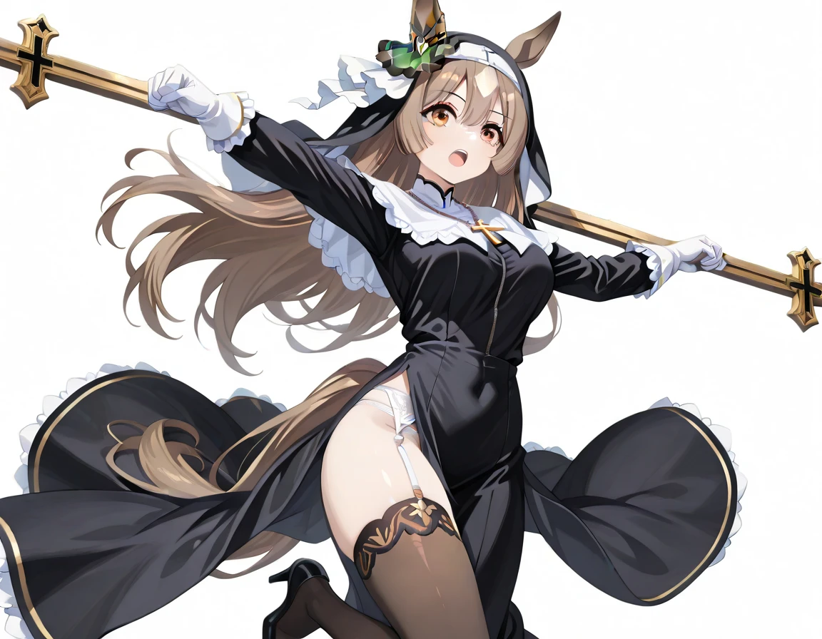 ((masterpiece)), (best quality), (detailed), (1 girl), <lora:Lora:0.8>, <lora:ayundaRisuHololive_v1:0.8>,ayunda risu, squirrel girl, squirrel tail, squirrel ears, witch hat, witch, black dress, jacket, white shirt, gold trim, medium breasts, :d, neck ribbon, pink flower,<lora:disgustFacial_v1:1>,intenseglare