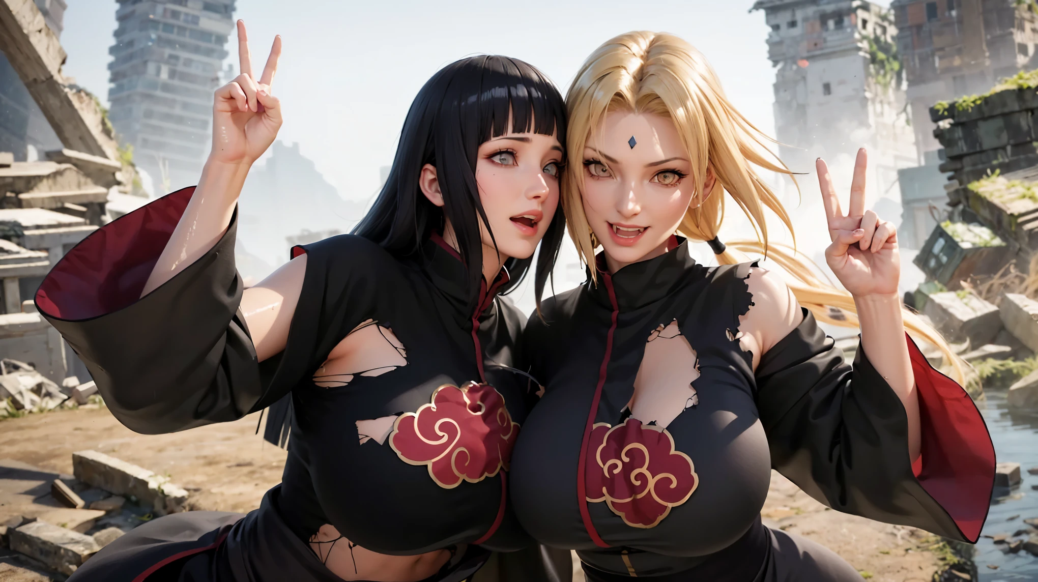 nar_kurenai_yuhi,Forehead protector,Bandages,(Arashi:1.2),Red eyes,,Makeup,huge tit,areola of breast,tit
