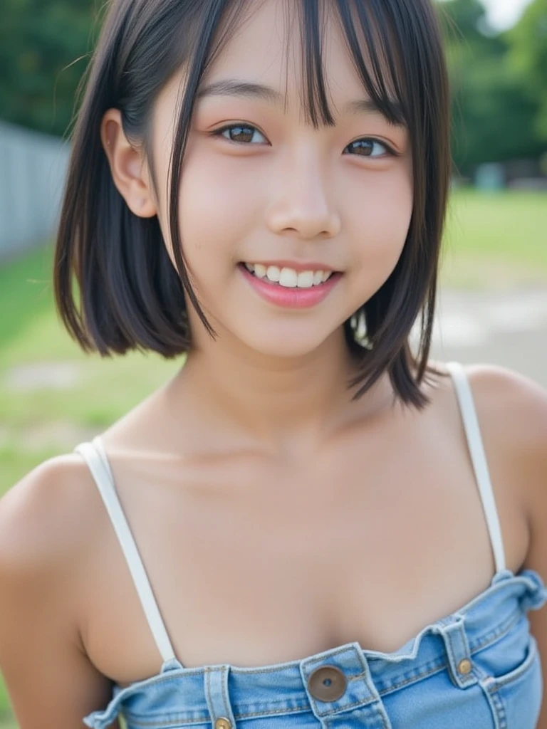 (最high quality、masterpiece)、neat 、 people々、13 years oldの女の子、long black hair 、white collared blouse、red checked miniskirt、white panties、beautiful face、(slim, small, flat, small)、fine eyes、black eye、double eyelid、outside the house、Wind、shiny skin、blurred background、13 years old,, (((huge breasts:1.3)))、short hair,perfect limbs, perfect anatomy,,(13 歳の美しいメラネシアpeople々women&#39;s editorial), (highly detailed face:1.5), (8K, NFSW, Digital single-lens reflex camera, high quality, Japanese young cute girl, Delicate appearance, big smile, super cute face,, sunburned skin,