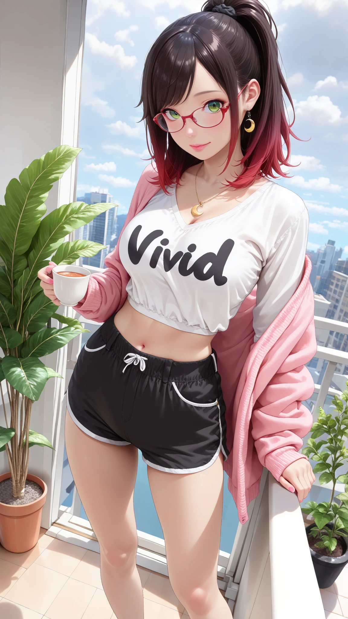 (1girl:1.3) , (sentada:1.2) , encima da cama, in bedroom, Panoramic view, pose sensual, (melhor qualidade:1.2) , (highres:1.2), nitidez, shorts vermelho, blusa branca, pele clara, looking at the camera, forehead, short hair, (Bulma Briefs:1.3), 8k, quarto feminino, bem iluminado, realista, realismo, happy,