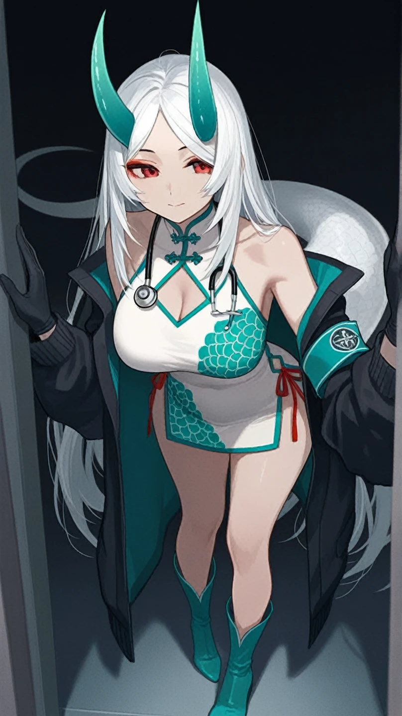 close-up of a woman with white hair and white mask，Belle peinture de personnage，Guviz，Guviz-style artwork，White-haired god，Yang J，Epic and beautiful character art，Stunning character art，FAN Qi，Wu Zhun Shifan，Guvitz at the Pixiv Art Station，Erotic lingerie，huge tit，nipple bump，shot on the body，Pregnant women with