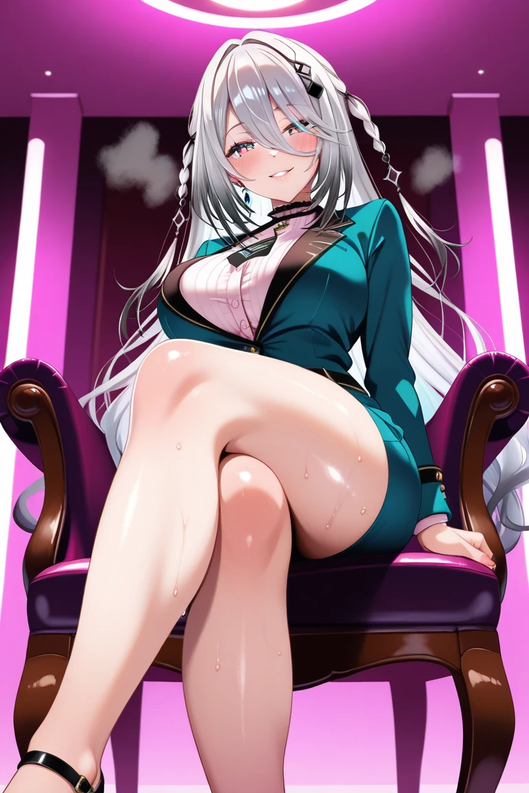 PC Desk,Sitting in a gaming chair,Pay,Holding a game controller,vtuber,Game Now Streaming,A lady-like broadcasting room,lady bed,Colorful pussy,Black labia,Black genital area,Flip-up skirt, , (Black pubic hair）,Thick pubic hair,((Hairy pubic hair)),Crying face,tears,saliva１, Skinned clitoris, close your eyes, how, how in Pussy, Dark Skin, Heterosexual, Penetration, Pussy, Pussy juice, Sweat,(((Urine splashes))),No correction, vagina, , Vein,anus,Accurate female genital location,The position of pubic hair on a typical woman, beautiful, (masterpiece:1.2), (Highest quality:1.2), Perfect Eyes, Perfect Face, Perfect lighting,One woman, 独奏,Oily skin,masterpiece, Highest quality, High resolution, (salome), Drill Hair, Parted bangs, hair band, ribbon, Purple eyes, Large Breasts, tattoo, ((Red tight dress, Silk material)),mini skirt,Long sleeve, Bare shoulders, Black gloves,Open your mouth wide,Showing teeth,Thick thighs,Narrow waist, ((headset)),Constricted eyes,),Expressions of pain,Crying face,Close ~ eyes,tears,saliva1,Wide open vagina,, clitoris,Penetration, Pussy, Pussy juice, Sweat,(((Urine splashes around the groin area))),((Masturbating while looking at a smartphone)),From the side