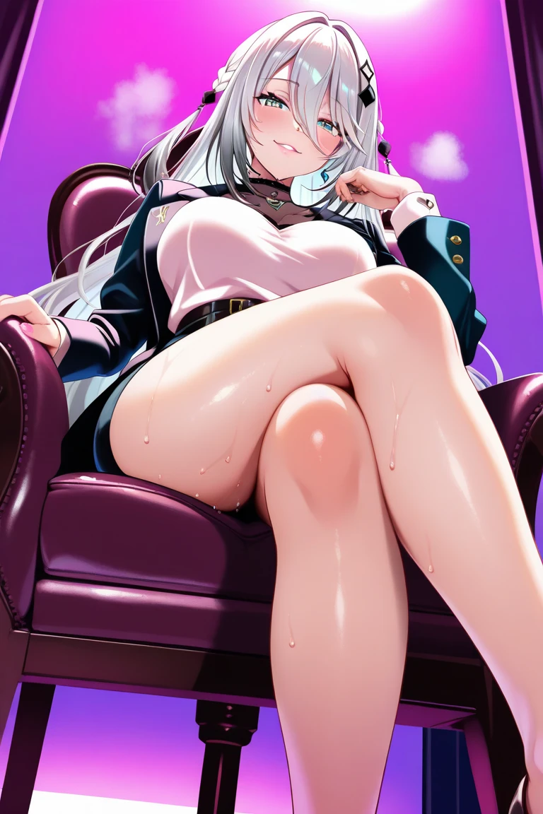 Professora, busty, naked, spreading legs, spreading pussy, tongue out, ahegao, cum