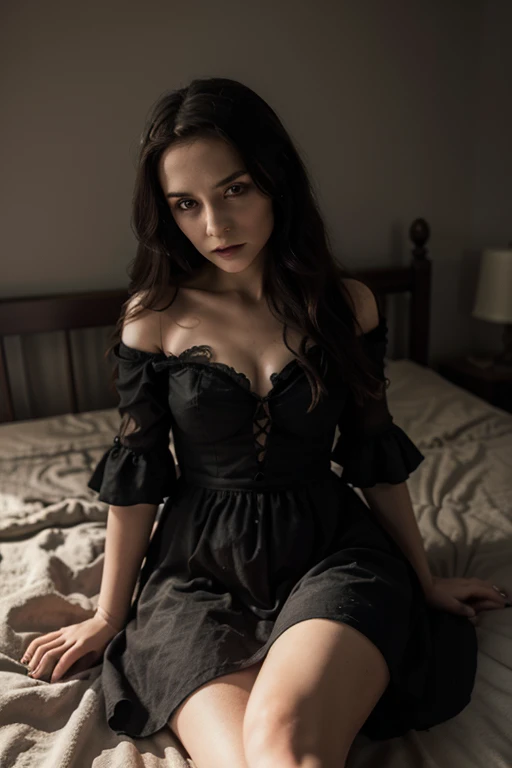 Karol G black dress with black lace stockings and two pigtails in her hair