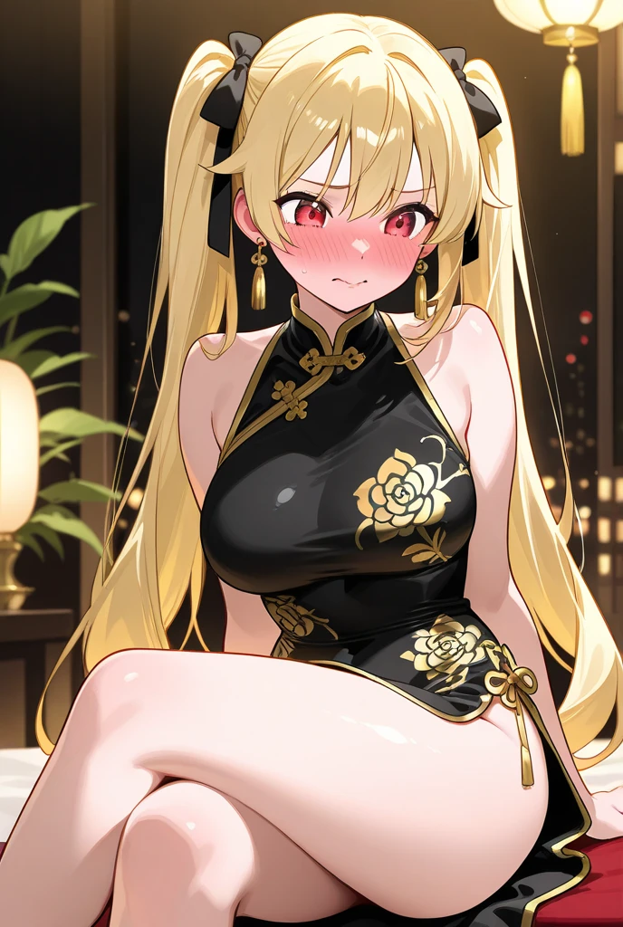 best quality, masterpiece, highres, solo, (akari_bluearchive:1.10), bare shoulders, bead bracelet, beads, china dress, chinese clothes, dress, jewelry, looking at viewer, sleeveless, sleeveless dress, bracelet, smile, medium breasts, thighs, cowboy shot, :d, open mouth, 22 <lora:akari_bluearchive:0.80>