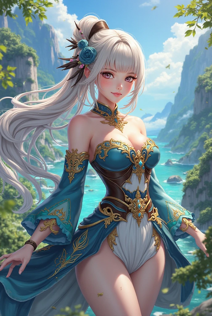 (masterpiece, best quality, beautiful anime art:1.4) unusual_fantasy_world, 1girl, medium_shot, mysterious_expression, standing_on_floating_island, birdseye_view, magical_glow, dreamy_pastels, ethereal_hues, floating_islands, waterfalls, lush_vegetation, whimsical, enchanting, flowing_robes, elaborate_accessories, decorative_anklets, bare_feet, elaborate_updo, colorful_hair_accessories, glowing_eyes, heterochromia, floating_crystals, flying_creatures, ethereal_landscape, fantasy_elements, mystical_aura, otherworldly_beauty, cinematic light, (sharp focus:1.6), highly detailed, ultra realistic, 8k