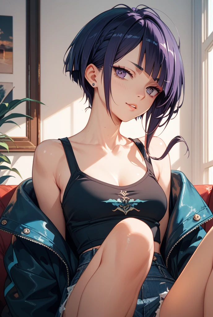 This image is、A very attractive and detailed portrait of a woman.。Below is the detailed prompt for the image。
--- In the center of this image、A young woman is depicted。Her appearance is very impressive、What really catches your eye are her bright yellow eyes.。The eyes emit a strong light、It gives her a mysterious and sharp look.。The contours of her face are soft、Skin is smooth and has a healthy glow。
Her hair is black、Place々Has purple highlights。Long hair、It flows naturally like waves.。Some of her hair hangs down the side of her face.、Overall, the casual style is emphasized。Her attire is casual and、She is wearing a purple tank top and a mini skirt.。This outfit reflects her stylish and contemporary taste.。
She has a tattoo on her arm、There is a large design on the left arm.。The tattoo is carefully drawn in detail.、Emphasizes her personality。Also、There is a small tattoo on his right arm.。She has a black choker around her neck.、The pendant hangs。This accessory adds an edgy element to her overall look.。
She is sitting with her head slightly tilted forward.、The gaze is fixed straight ahead。Although his facial expression is calm,、Gives a confident impression。The background around her is simple.、Designed so that the focus is entirely on her。The background is a light grey color.、It brings out her vibrant colors。
Overall、This image is very detailed.、Character personality and style are emphasized。Her unique fashion sense and tattoos、It brings out her strong personality and modern appeal.。It is a work that perfectly combines modern and artistic elements that users love.。