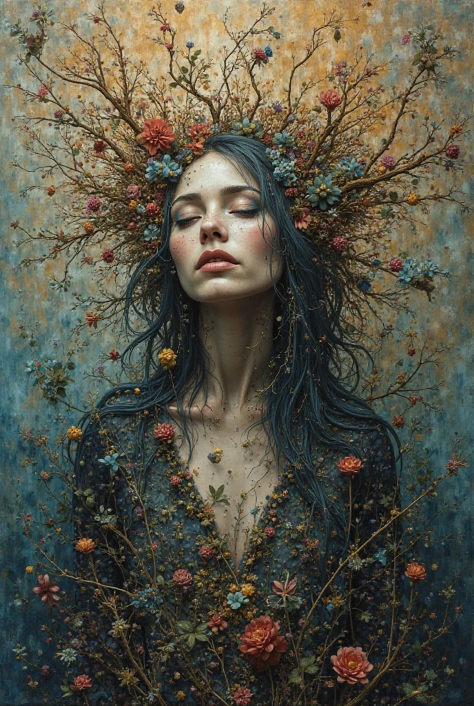 James Gurney, Surrealist art , dream-like, Mysterious, Provocative, symbolic, Complex, detailed,, (Gothic but very beautiful:1.4), (masterpiece, highest quality:1.4) , Nicola Samori Style, flower