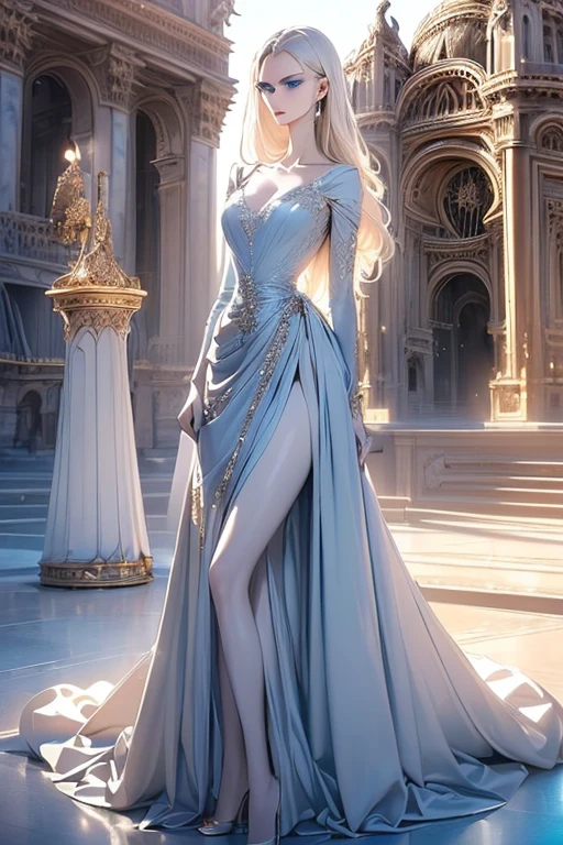 fantasy art deco (art deco: 1.5) A (black and white: 1.5) glamours model shot, RAW, award winning, of an exquiste beautiful 1solo woman, ultra feminine, full body, busty woman, most beautiful face, long  hair, wavy hair, wearing (blue: 1.5) silk corset, stockings, wearing intricate high heels, lying in bed, light make up, modern day high society bedroom background, (black and white filter: 1.4), (anatomomiccaly correct: 1.4),  1960s photoshoot style, picture taken from dynamic range, ultra wide shot, photorealism, depth of field, hyper realistic, 2.5d rendering