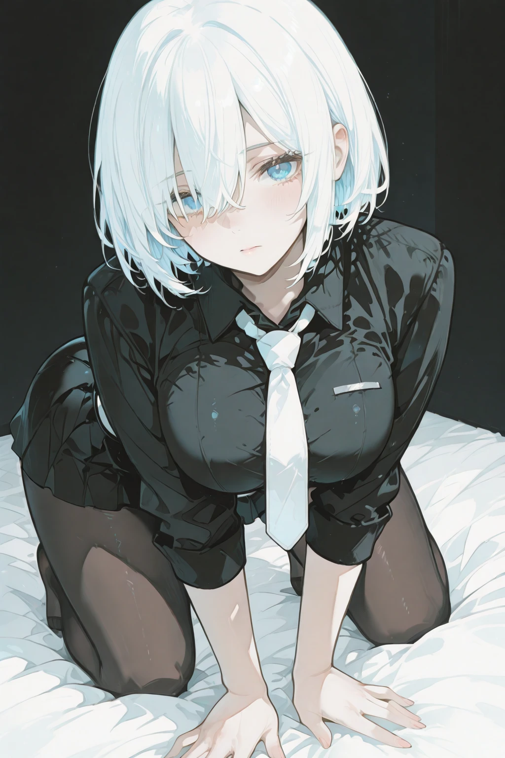 (masterpiece、top-quality、hight resolution、Unity 8k Wallpaper、extremely details CG:1), Standing before her in a dimly lit private hotel room is a delinquent woman, whom she quickly realizes is the delinquent girl who bullied her at school. Her expression is a mixture of surprise and amusement as she realizes his true identity. She smiles teasingly as she undresses, clearly enjoying his discomfort. The room is simply decorated with a bed, nightstand, and dim lighting, creating an intimate yet tense atmosphere. The focus is on her facial expressions and body language, emphasizing the awkwardness of their unexpected reunion. nsfw